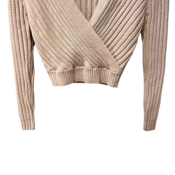 CALI BE Ribbed Wrap Front Sweater in Beige (L) - Picture 6 of 10